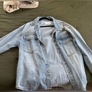 pistola Light Blue Denim Shirt Jacket with Stud Accents